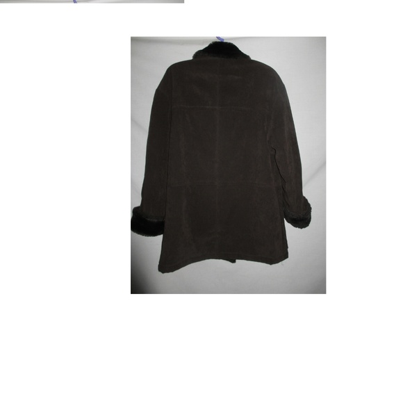 JACKET SUEDE FAUX FUR DARK BROWN MEDIUM - Picture 2 of 7